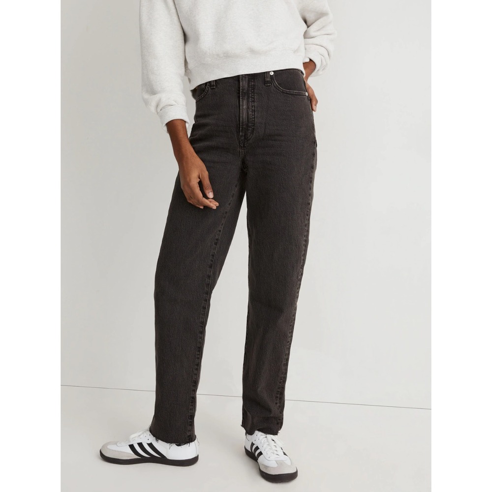 Madewell The Perfect Vintage Straight Jean Black Textured Denim High Rise 28